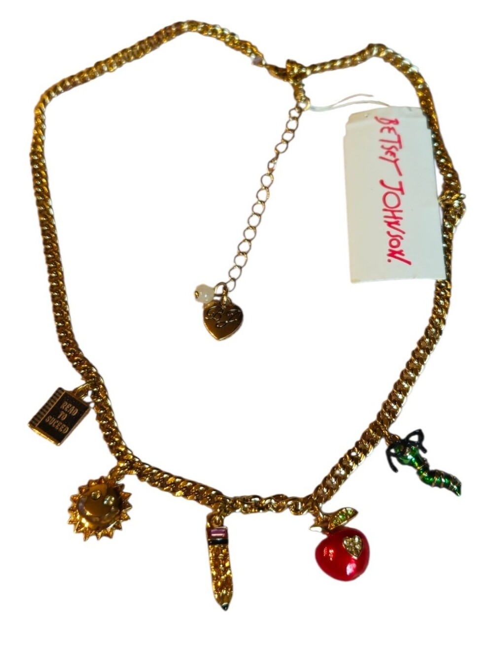 🍎🏫Betsey Scholastic Clavicle Charm Necklace Back-to-School Charms - NWT🏫🍎